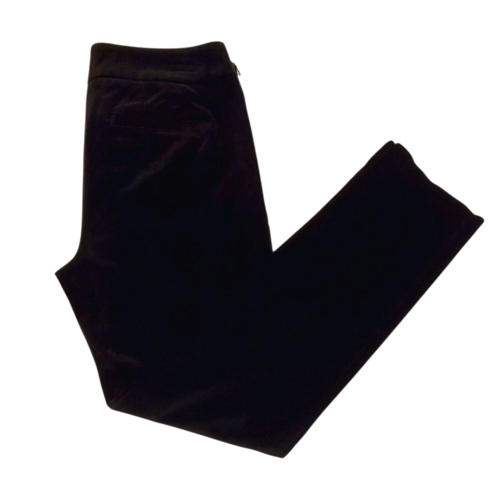 White House Black Market Black Velvet Skinny Leg Flat Front Stretch Pant Size 2R